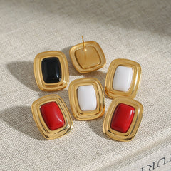18K gold geometric rectangular design trendy personality earrings