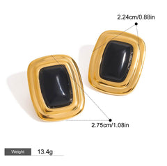 18K gold geometric rectangular design trendy personality earrings