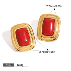 18K gold geometric rectangular design trendy personality earrings