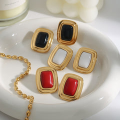 18K gold geometric rectangular design trendy personality earrings