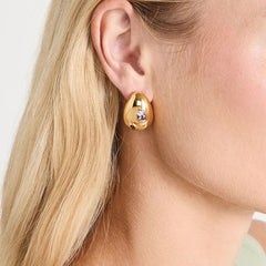 18K gold teardrop-shaped earrings inlaid with gemstones